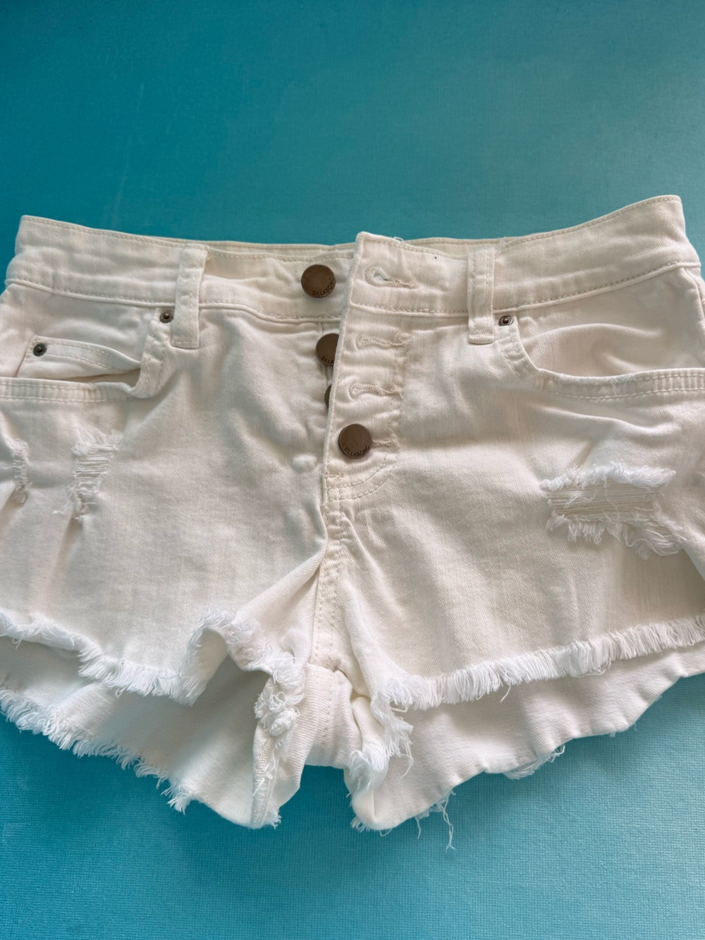 Billabong White Distressed Denim Shorts Size 25